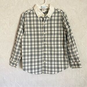 Janie And Jack Boys Plaid Long Sleeve Button Down Dress Shirt Green Sz 5